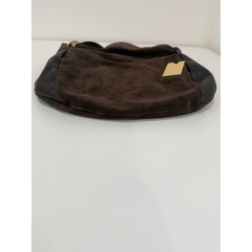 Furla Dark Brown Suede Shoulder Bag Made In Italy